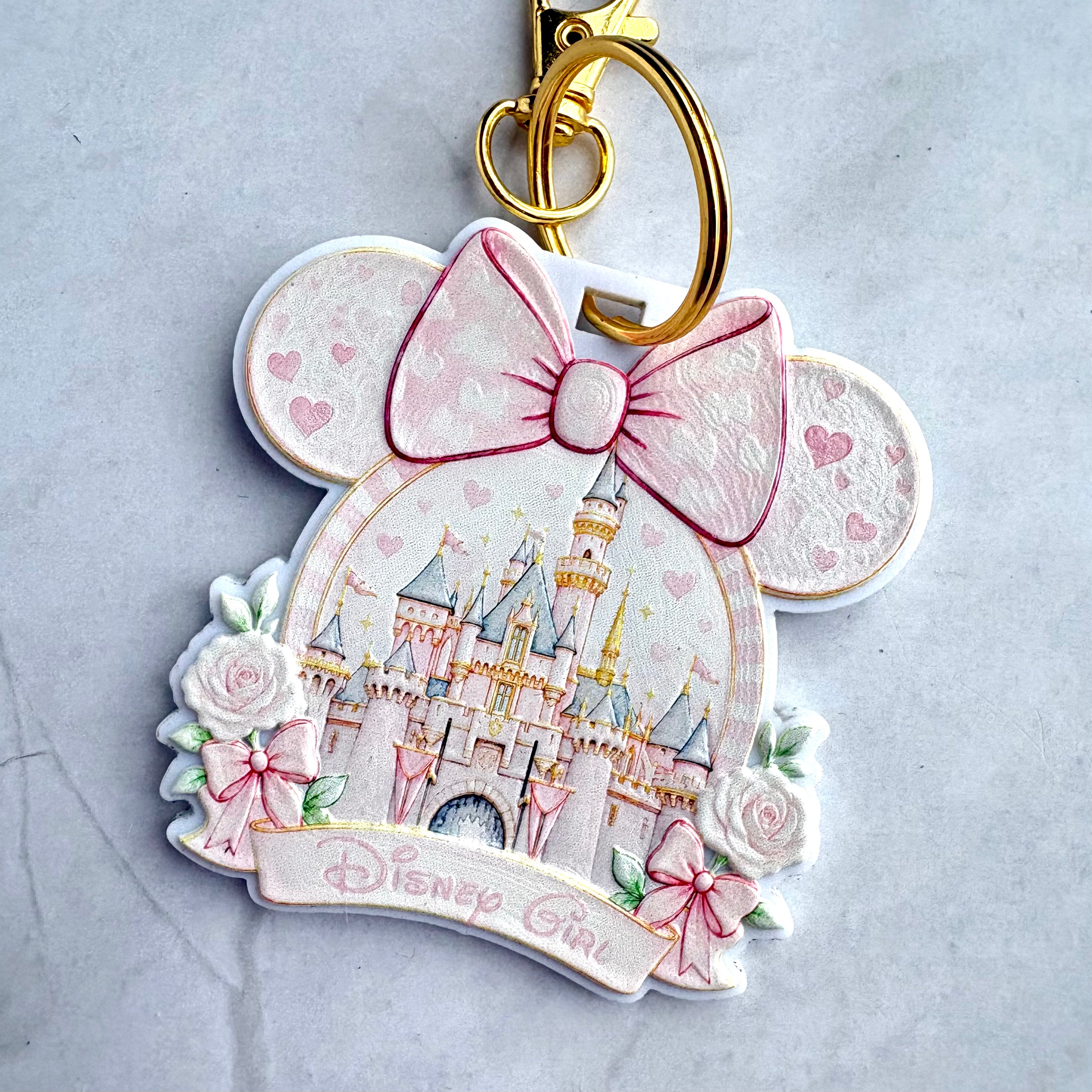 Fairytale Castle Inspired Acrylic Keychain | Watercolor Castle Bag Charm