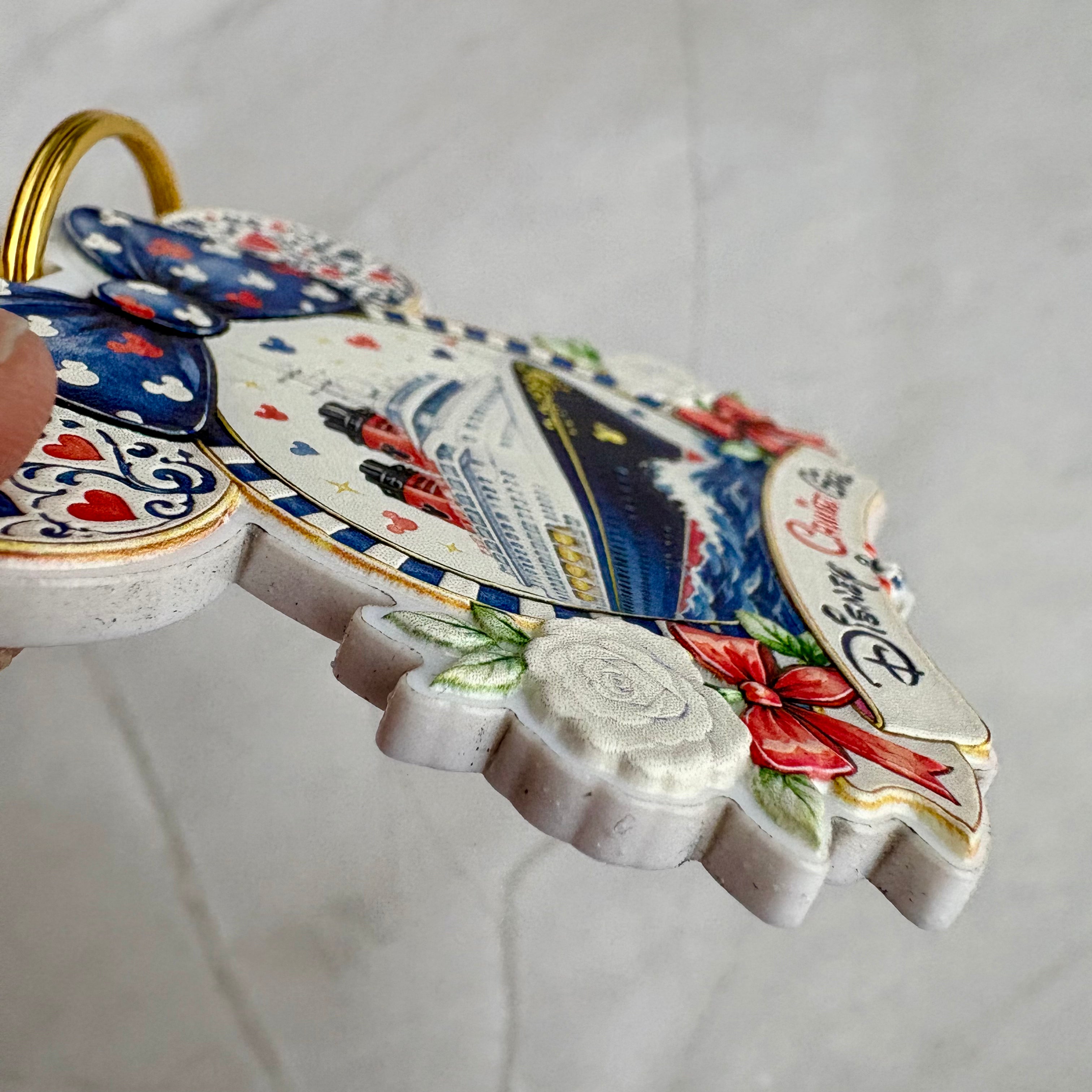 DCL Inspired Acrylic Keychain | Watercolor Cruise Ship Bag Charm