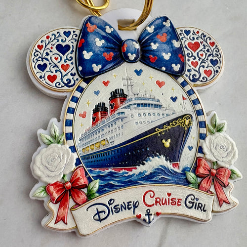 DCL Inspired Acrylic Keychain | Watercolor Cruise Ship Bag Charm