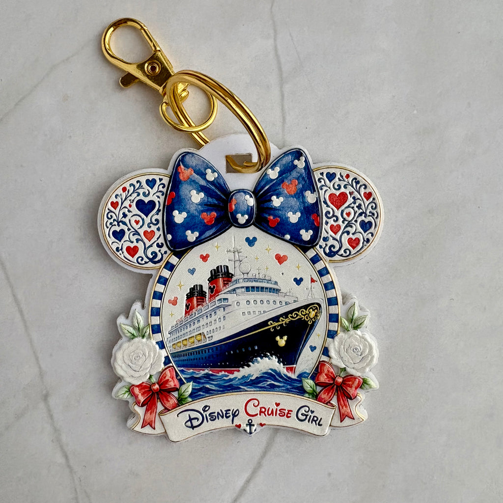 DCL Inspired Acrylic Keychain | Watercolor Cruise Ship Bag Charm