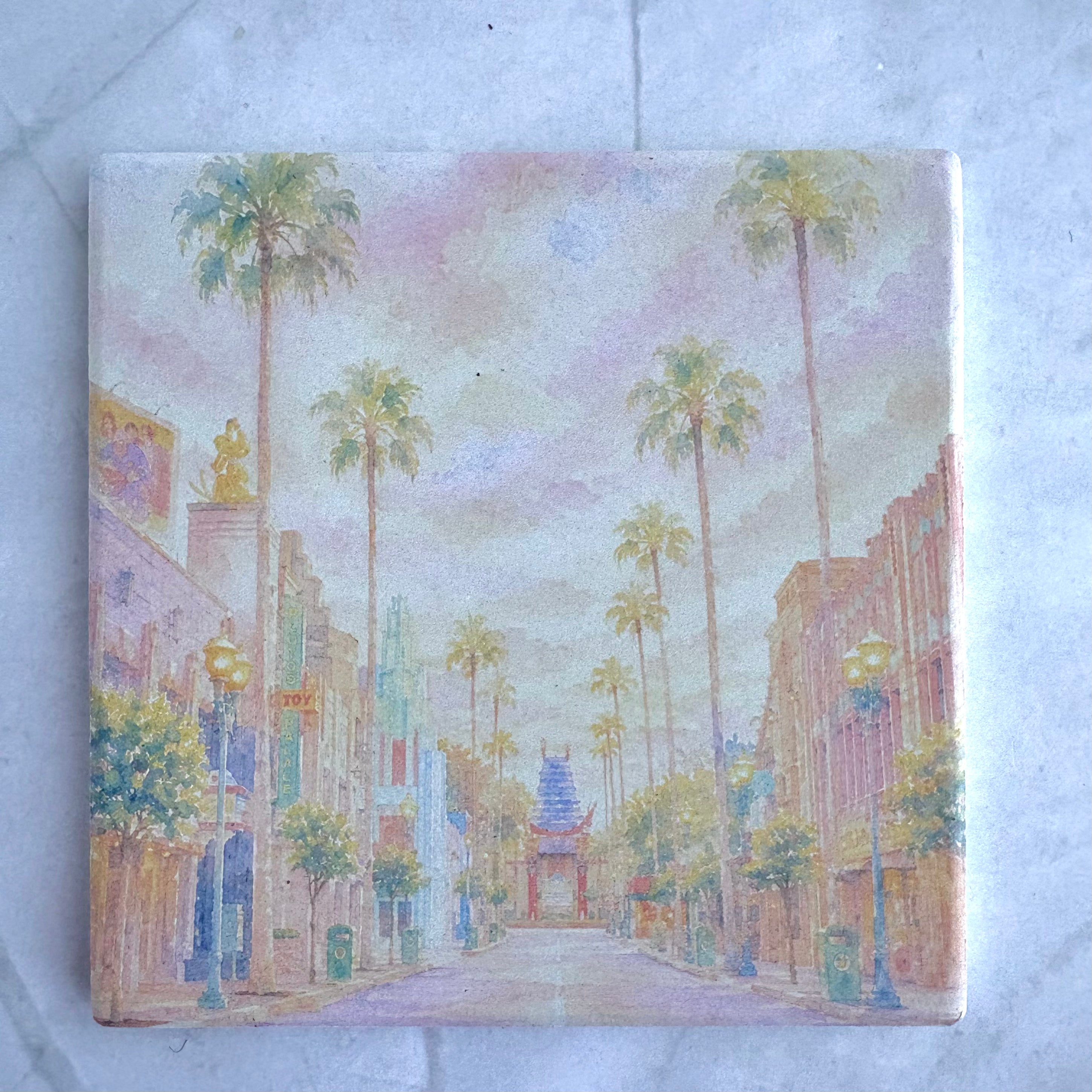 Disney Park Inspired Watercolor Ceramic Coaster Set  Castle, Monorail, Tree of Life & Hollywood Studios Decor