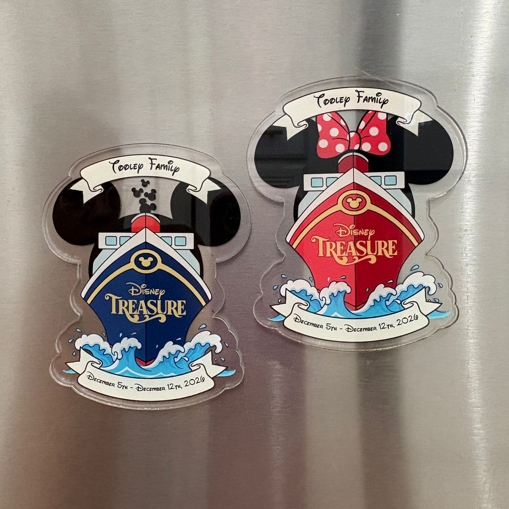 DCL Large Personalized Ship Mouse Ears and Bow Magnet | Cruise Door Decor
