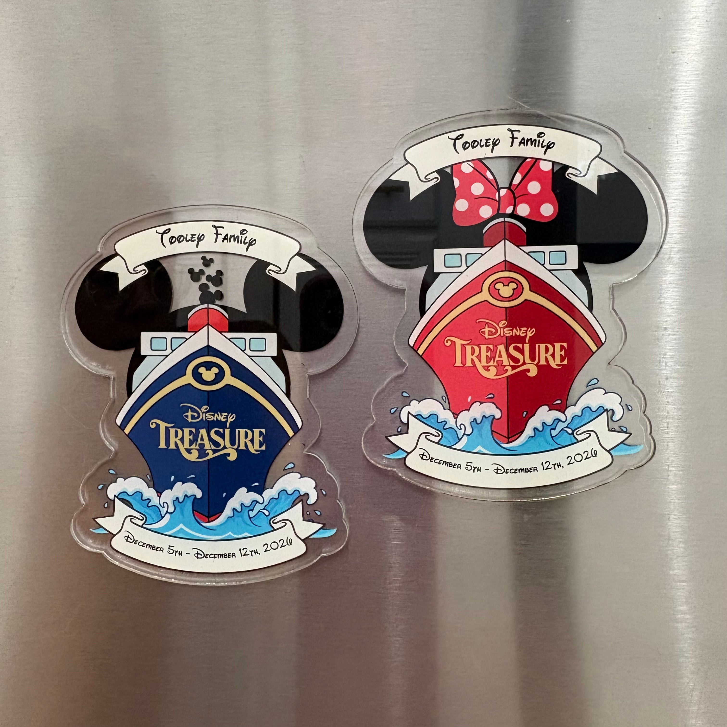 DCL Large Personalized Ship Mouse Ears and Bow Magnet | Cruise Door Decor