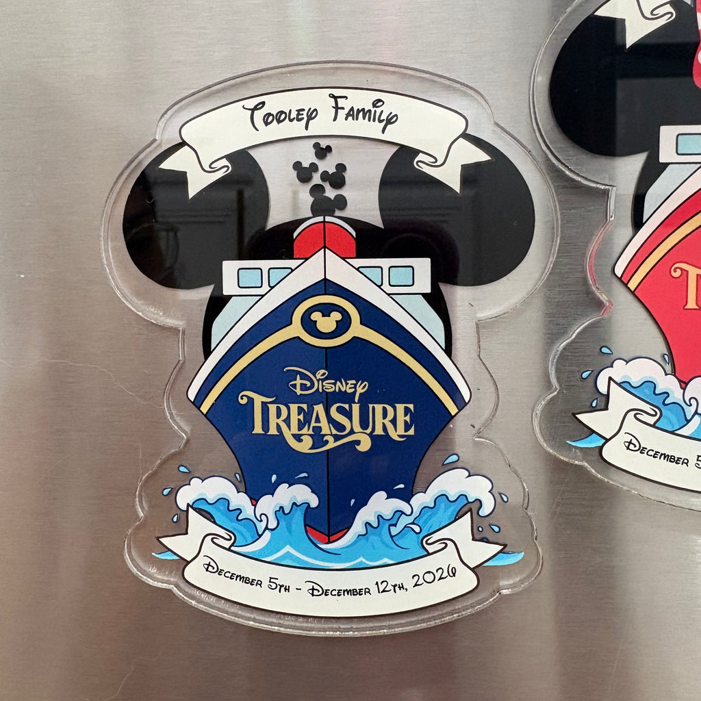 DCL Large Personalized Ship Mouse Ears and Bow Magnet | Cruise Door Decor