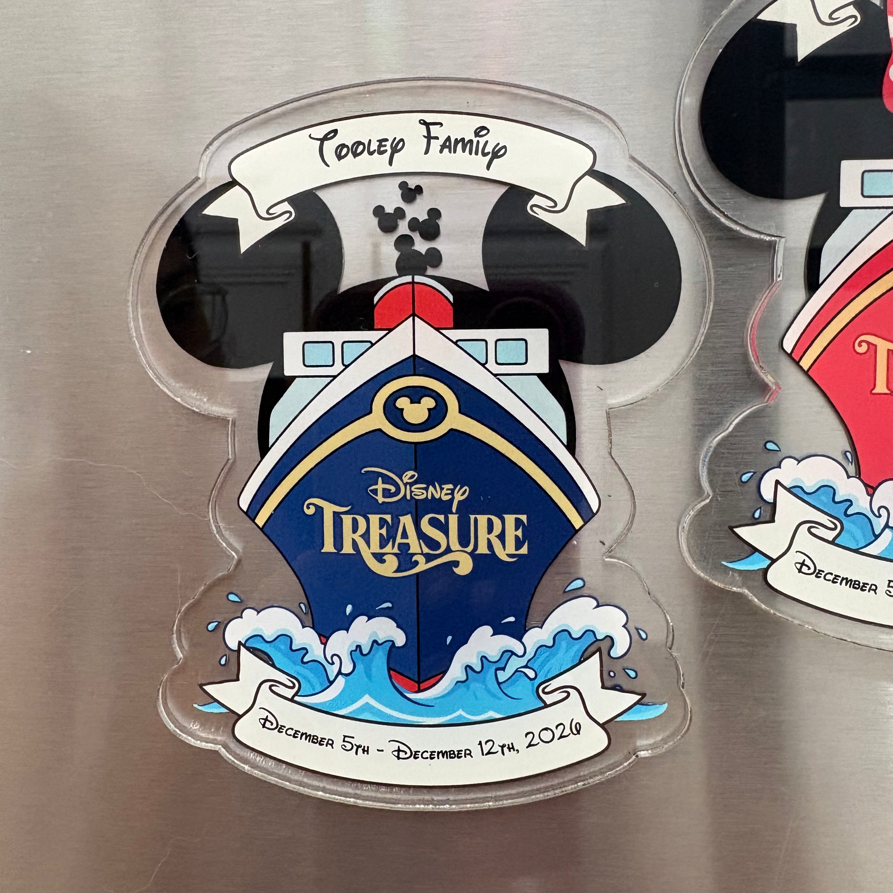 DCL Large Personalized Ship Mouse Ears and Bow Magnet | Cruise Door Decor