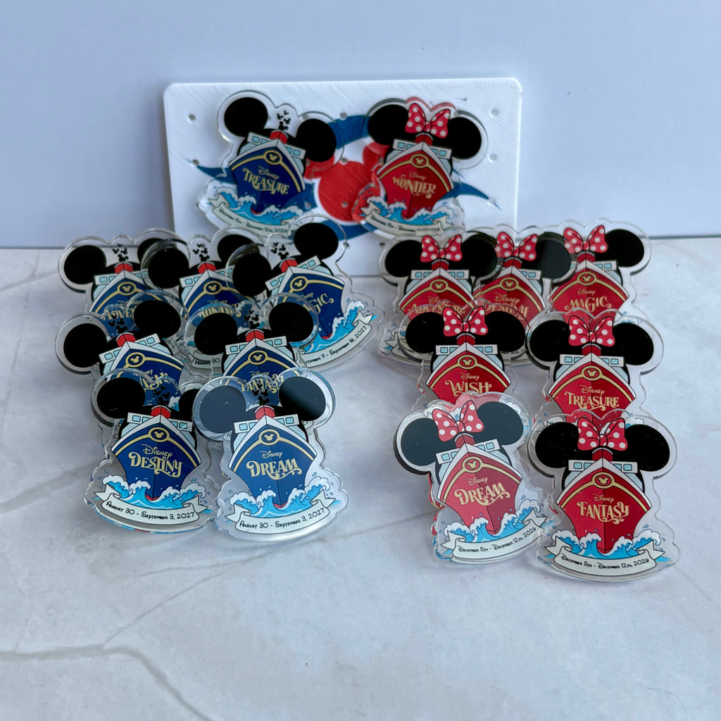DCL Personalized Ship Mouse Ears and Bow Pin | Pixie Dust Gift | Fish Extender Gift